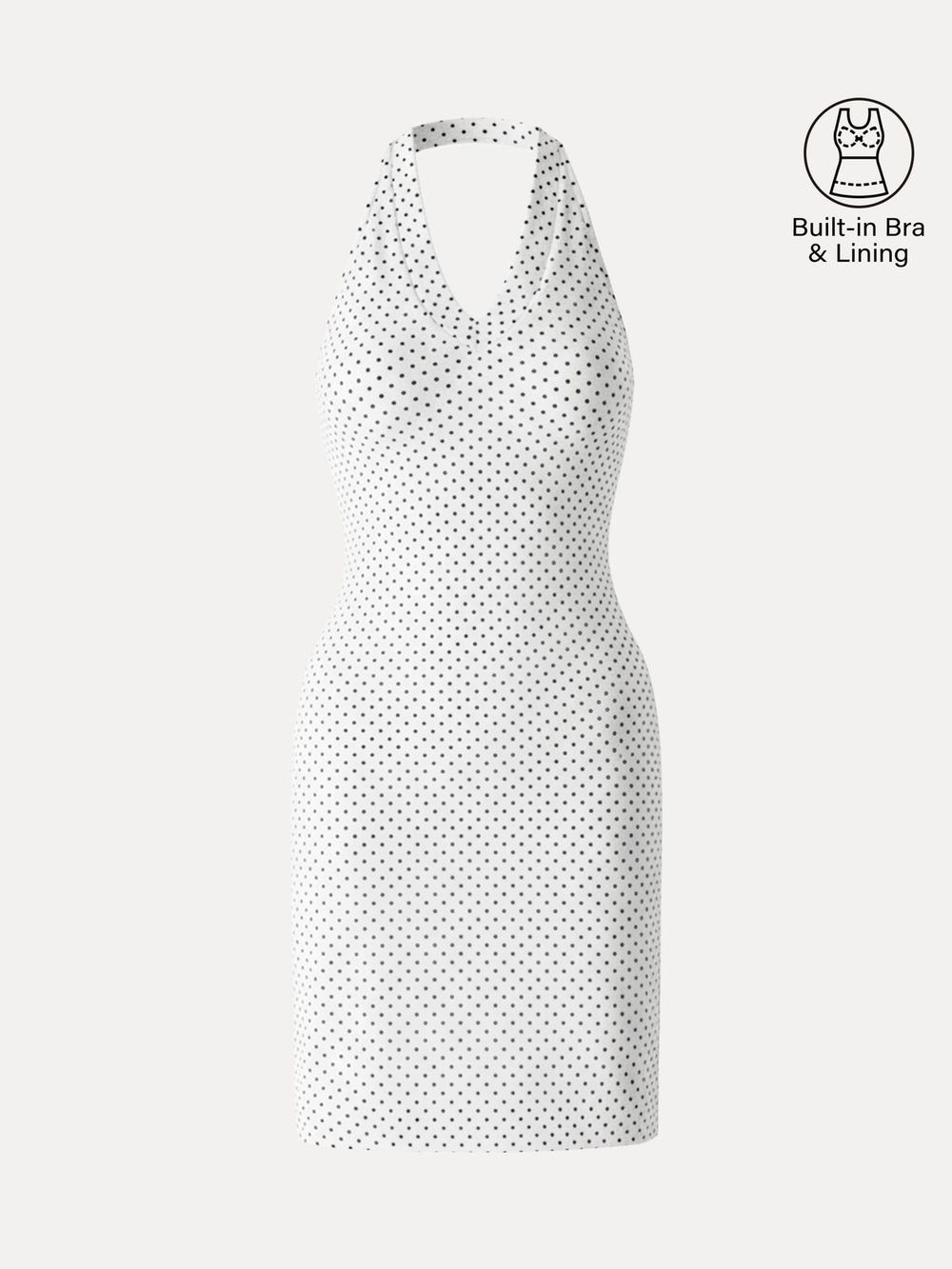 OGL White Halter Mini Dress with Black Polka Dots